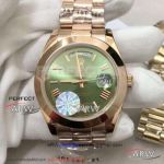Replica Rolex  President Day Date Rose Gold Green Roman Dial Watch 40mm 
